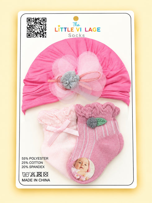 3-Pcs Baby Beanie & Socks Gift Set