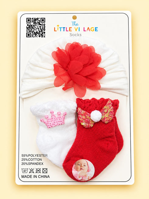 3-Pcs Baby Beanie & Socks Gift Set