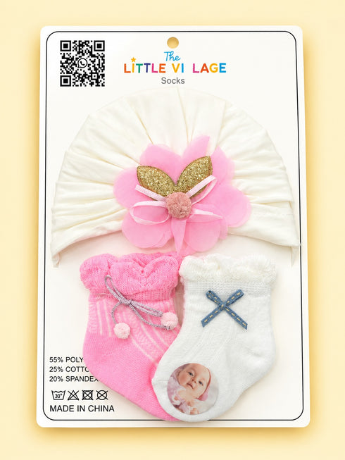 3-Pcs Baby Beanie & Socks Gift Set