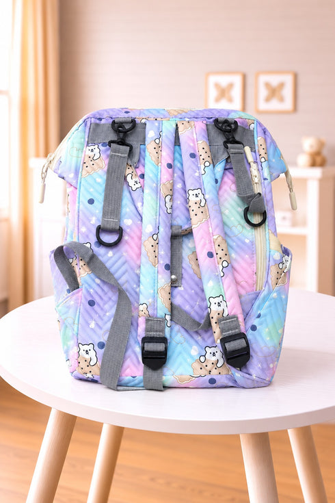 Rainbow Bear Printed Baby Diaper Bag Backpack