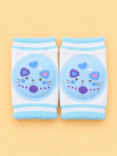 Cat Printed Baby Knee Pads (Blue)
