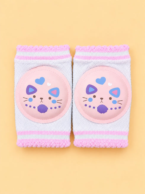 Cat Printed Baby Knee Pads (Pink)