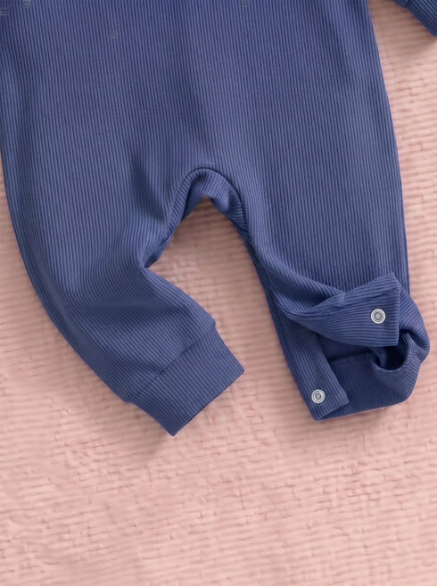 Playful Ribbed Henley Sleepsuit (Blue)
