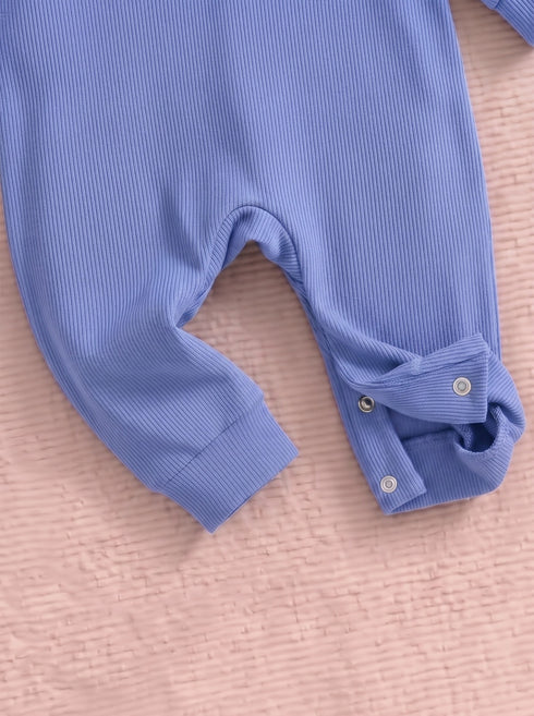 Playful Ribbed Henley Sleepsuit (Light Blue)