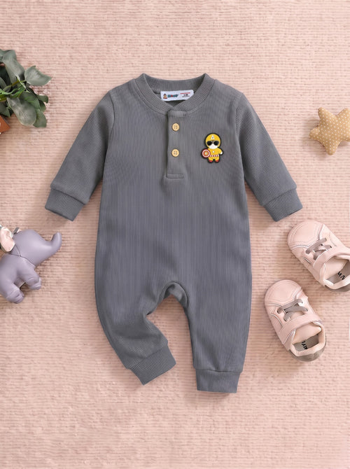 Playful Ribbed Henley Sleepsuit (Grey)