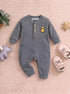 Playful Ribbed Henley Sleepsuit (Grey)