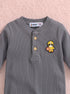 Playful Ribbed Henley Sleepsuit (Grey)