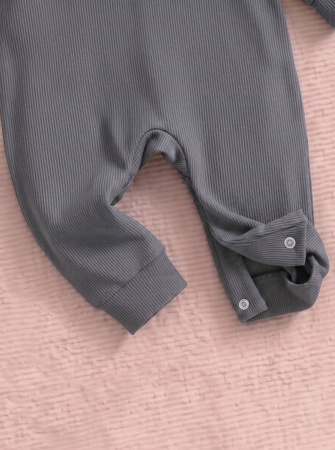 Playful Ribbed Henley Sleepsuit (Grey)