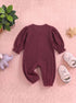 Butterfly Button-Down Ribbed Sleepsuit (Maroon)