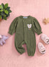 Butterfly Button-Down Ribbed Sleepsuit (Green)