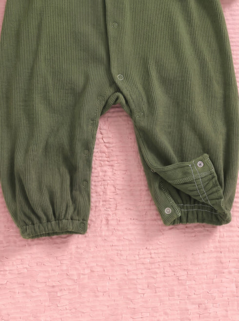 Butterfly Button-Down Ribbed Sleepsuit (Green)