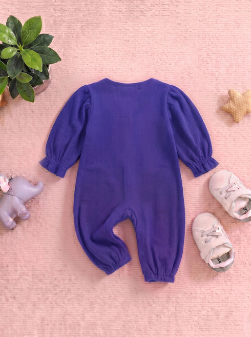 Butterfly Button-Down Ribbed Sleepsuit (Purple)