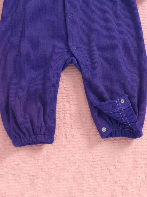 Butterfly Button-Down Ribbed Sleepsuit (Purple)