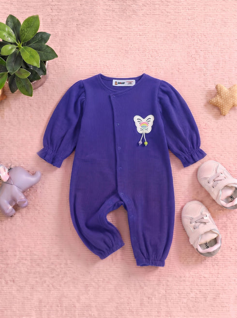 Butterfly Button-Down Ribbed Sleepsuit (Purple)