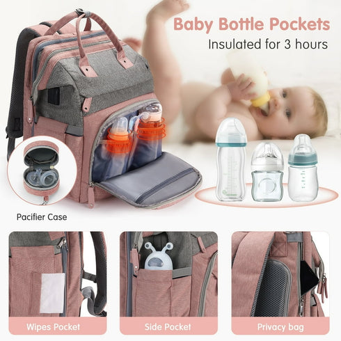 2-in-1 Diaper Backpack & Portable Crib