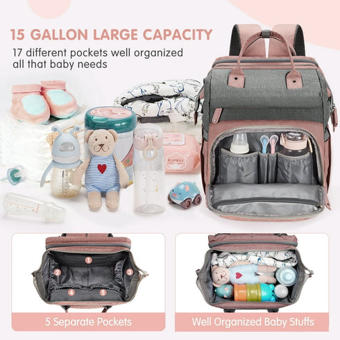 2-in-1 Diaper Backpack & Portable Crib
