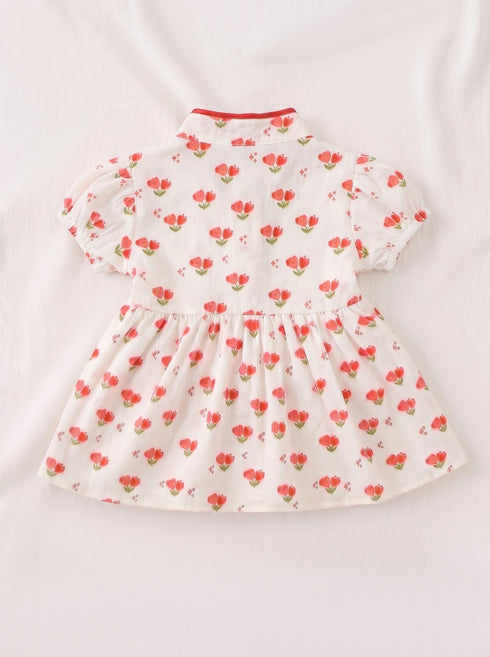 Japanese Style Floral Frock Set (Red)