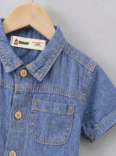 Dark Blue Denim Button-Down Shirt