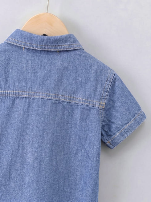 Dark Blue Denim Button-Down Shirt