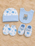 4 Pcs Baby Mittens, Cap, Bib & Socks Gift Set