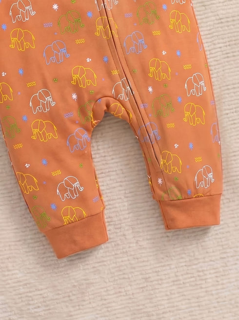 Elephant Printed Interlock Sleepsuit