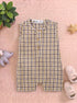 Mustard Brown Plaid Henley Romper