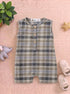Olive Green Plaid Henley Romper
