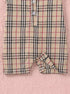 Beige Plaid Henley Romper