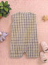 Mustard Brown Plaid Henley Romper
