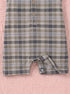 Olive Green Plaid Henley Romper