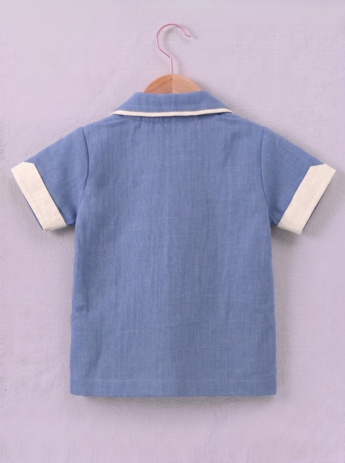 Blue Irish Cotton Cuban Shirt Set