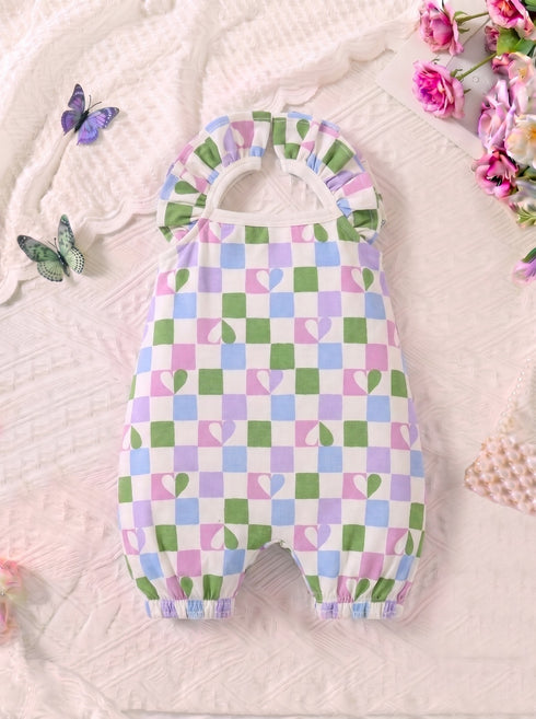 Heart Gingham Frilled Romper