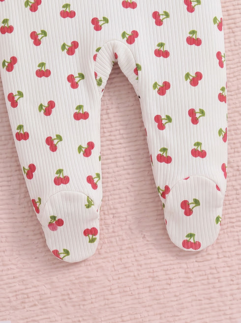 Cherry Printed Drop Needle Footed Sleepsuit