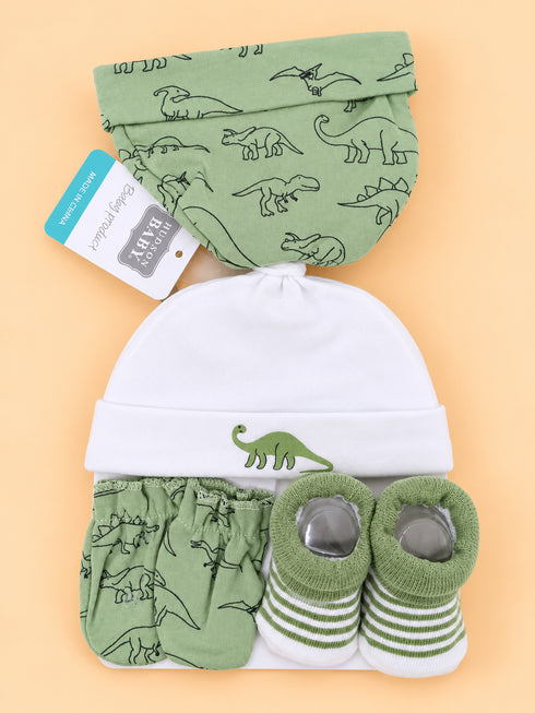 4-Pcs Baby Caps, Mittens & Socks Gift Set