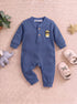Playful Ribbed Henley Sleepsuit (Blue)