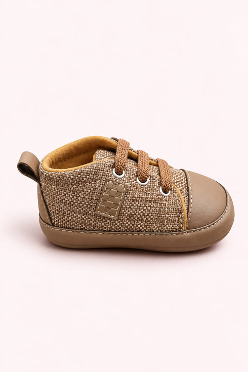 Sand & Brown Toddler Velcro Baby Sneakers