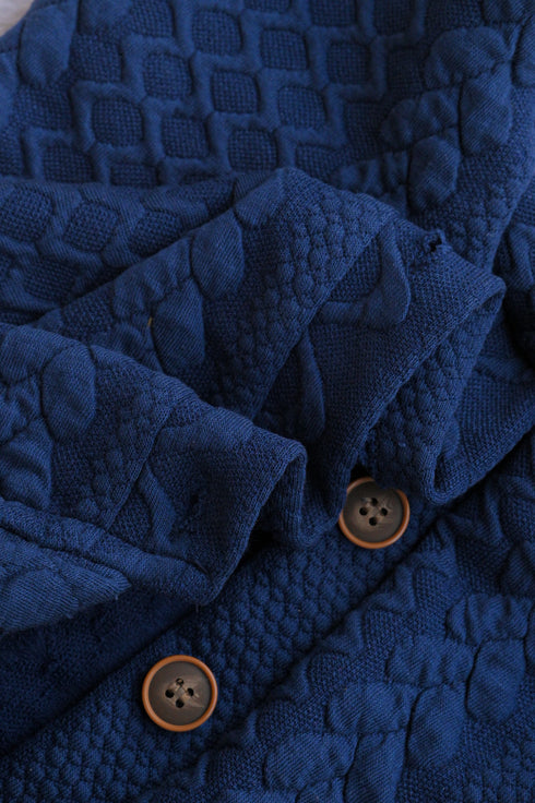 Navy Hooded Jacquard Knit Sleepsuit