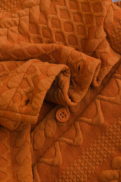 Brown Hooded Jacquard Knit Sleepsuit