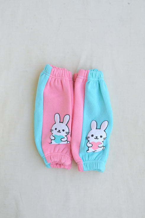 2-Pack Bunny Color Block Fleece Pajama (Mint & Pink)