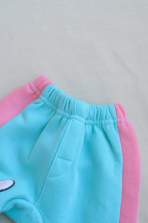 2-Pack Bunny Color Block Fleece Pajama (Mint & Pink)