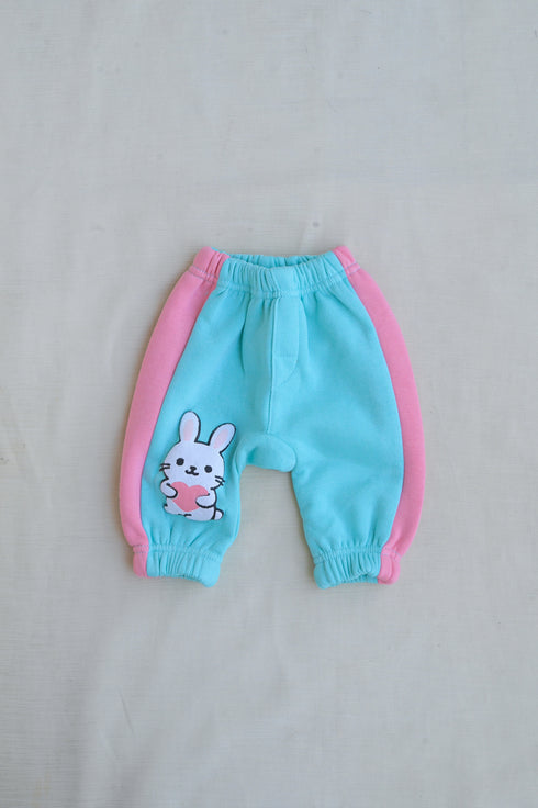 2-Pack Bunny Color Block Fleece Pajama (Mint & Pink)