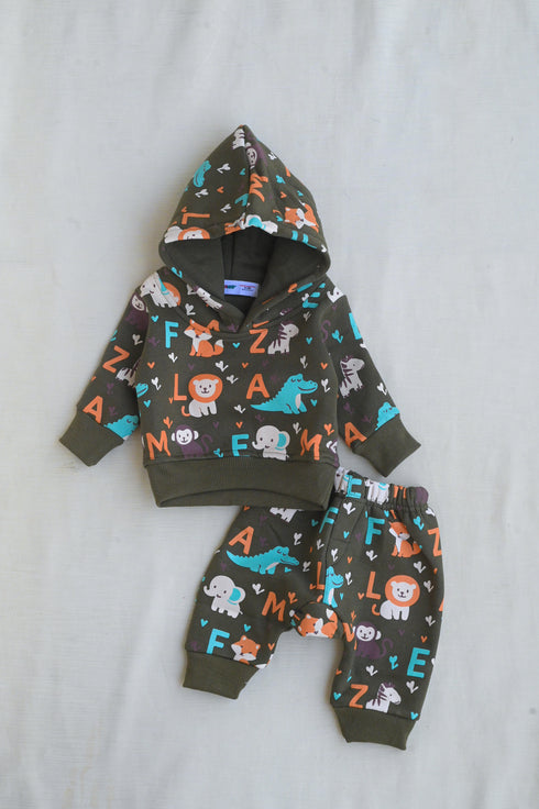 Alphabet Jungle Fleece Hooded Set