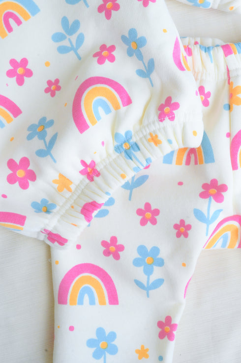 Rainbow Meadows Frilled Fleece Hooded Set