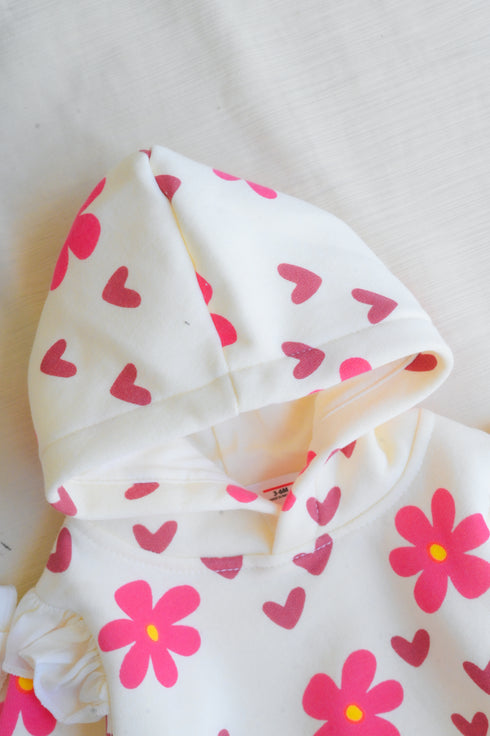 Petal Love Frilled Fleece Hooded Set