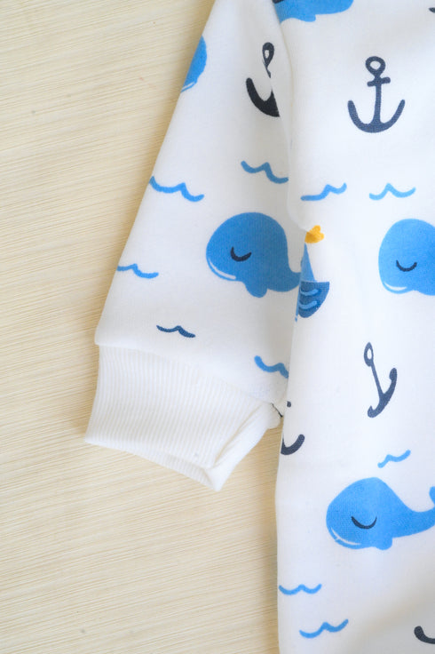 Whale Tales Fleece Footed Sleepsuit
