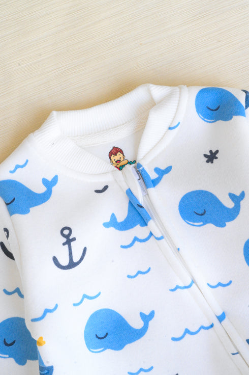 Whale Tales Fleece Footed Sleepsuit