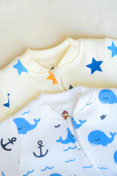 Whale Tales Fleece Footed Sleepsuit