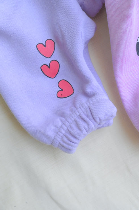 Kitty Love Lilac Fleece Hooded Set