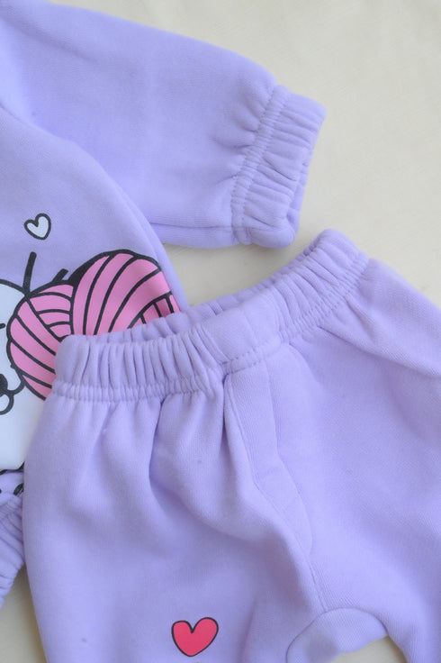 Kitty Love Lilac Fleece Hooded Set
