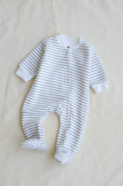 Bare Stripes Fleece Footed Sleepsuit